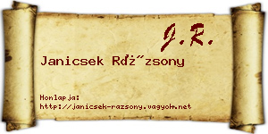 Janicsek Rázsony névjegykártya